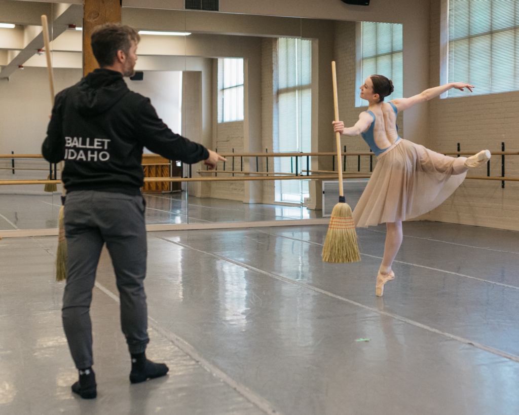 Soloist Ashley Baker and Artistic Director Garrett Anderson photographed in rehearsal for Cinderella by Weston McGhee